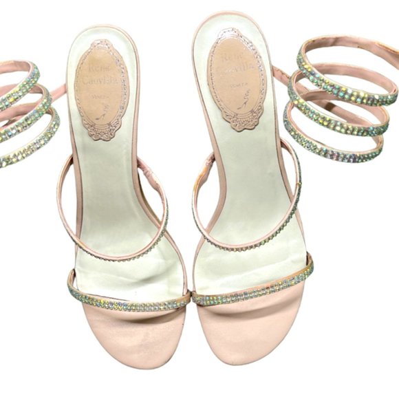 Rene Caovilla Shoes - Rene Caovilla Crystal Embellished Ankle Strap Heel